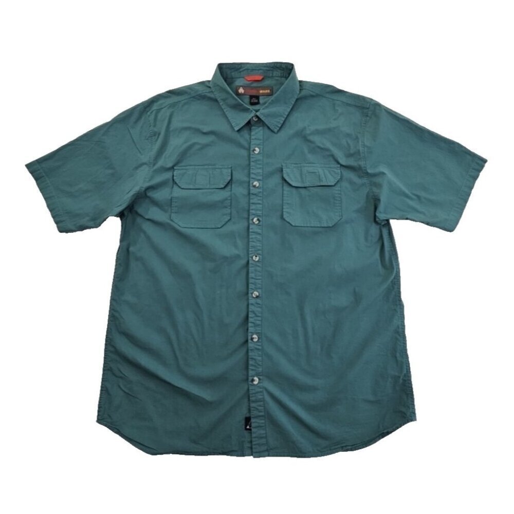 Americaware Shirt Men's 3XLT Green Short‎ Sleeve Stretch Flap Pockets EUC LN